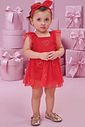 Vestbody em cotton e tule com elastano (acompanha faixa) 99663 Kukiê Bebê Menina