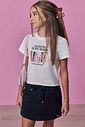 Conjunto de blusa em meia malha e short saia em moletom sem pelúcia 99102 Vic Teen Menina