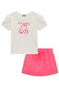 Conjunto de blusa em canelado liz e shorts saia em laise verano 96784 Infanti Infantil Menina Conjunto de blusa em canelado liz e shorts saia em laise verano 96784 Infanti Infantil Menina