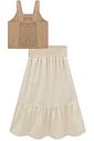 Conjunto de regata e saia midi em linho com elastano 98207 Vic Teen Menina
