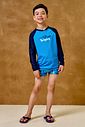 Conjunto de camiseta e sunga em malha UV dry com proteção UV50+ 96170 LucBoo Infantil Menino Conjunto de camiseta e sunga em malha UV dry com proteção UV50+ 96170 LucBoo Infantil Menino