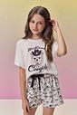 Conjunto de pijama com blusa em malha fresh e shorts em malha comfy 95077 Vic Teen Menina