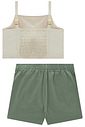 Conjunto de blusa em linho deluxe e short saia em sarja com elastano 94959 Vic Teen Menina Conjunto de blusa em linho deluxe e short saia em sarja com elastano 94959 Vic Teen Menina