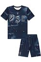 Conjunto de camiseta e bermuda  em malha UV dry com proteção UV50+ 96626 LucBoo Infantil Menino