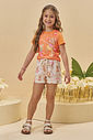 Conjunto de blusa em meia malha e shorts em moletom sem pelúcia 95555 Kukiê Infantil Menina