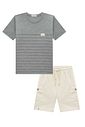 Conjunto de camiseta em meia malha e bermuda em linho santorine com elastano 97176 LucBoo Infantil Menino Conjunto de camiseta em meia malha e bermuda em linho santorine com elastano 97176 LucBoo Infantil Menino