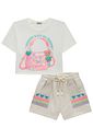 Conjunto de blusa em meia malha e shorts em moletom linho sem pelúcia 96365 Infanti Infantil Menina Conjunto de blusa em meia malha e shorts em moletom linho sem pelúcia 96365 Infanti Infantil Menina