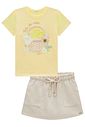 Conjunto de blusa em meia malha com short saia em moletom sem pelúcia 98875 Infanti Infantil Menina Conjunto de blusa em meia malha com short saia em moletom sem pelúcia 98875 Infanti Infantil Menina