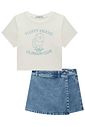 Conjunto de blusa em meia malha e short saia em jeans arkansas 92653 Lilimoon Teen Menina