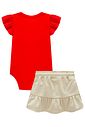 Conjunto de body em cotton e saia em sarja com elastano 98599 Infanti Bebê Menina Conjunto de body em cotton e saia em sarja com elastano 98599 Infanti Bebê Menina