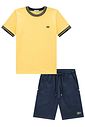 Conjunto de camiseta em meia malha e bermuda em sarja girassol com elastano 96986 LucBoo Infantil Menino