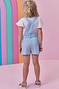 Conjunto de blusa em meia malha e jardineira em malha big waffle 98467 Kukiê Infantil Menina
