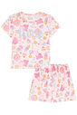 Conjunto de pijama de blusa em malha fresh e shorts em malha fresh 94270 Kukiê Infantil Menina Conjunto de pijama de blusa em malha fresh e shorts em malha fresh 94270 Kukiê Infantil Menina