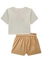 Conjunto de blusa em meia malha e shorts em cupro 98280 Kukiê Infantil Menina