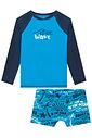 Conjunto de camiseta e sunga em malha UV dry com proteção UV50+ 96170 LucBoo Infantil Menino Conjunto de camiseta e sunga em malha UV dry com proteção UV50+ 96170 LucBoo Infantil Menino