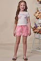 Conjunto de blusa em malha power e shorts em moletom sem pelúcia 98557 Infanti Infantil Menina