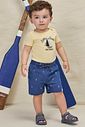 Conjunto de body em ribana 1x1 e bermuda em malha denim com elastano 98228 LucBoo Bebê Menino