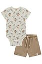 Conjunto de body em suedine e bermuda em cotton jeans com elastano 97996 LucBoo Bebê Menino Conjunto de body em suedine e bermuda em cotton jeans com elastano 97996 LucBoo Bebê Menino