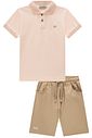 Conjunto de camisa polo em piquet com elastano e bermuda em sarja girassol com elastano 96560 LucBoo Infantil Menino