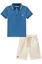 Conjunto de camisa polo em piquet com elastano e bermuda em linho santorine com elastano 94568 LucBoo Infantil Menino Conjunto de camisa polo em piquet com elastano e bermuda em linho santorine com elastano 94568 LucBoo Infantil Menino