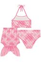 Trio de biquíni e saia em malha UV dry com proteção UV 50+ 96225 Infanti Infantil Menina