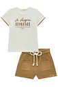 Conjunto de blusa em canelado liz com shorts em moletom sem pelúcia 99166 Infanti Infantil Menina