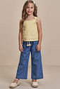 Conjunto de bata em blend de linho bordado com calça mariner em jeans 98883 Infanti Infantil Menina Conjunto de bata em blend de linho bordado com calça mariner em jeans 98883 Infanti Infantil Menina