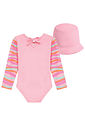 Conjunto de maiô e chapéu em malha com proteção UV50+ 96249 Kukiê Bebê Menina Conjunto de maiô e chapéu em malha com proteção UV50+ 96249 Kukiê Bebê Menina