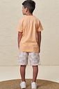 Conjunto de camiseta em meia malha e bermuda em moletom linho sem pelúcia 99614 LucBoo Infantil Menino