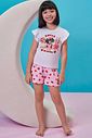 Conjunto de pijama de blusa em meia malha e shorts em malha comfy 99705 Kukiê Infantil Menina