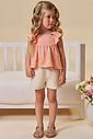Conjunto de bata em linho bordado corações e shorts em sarja com elastano 96913 Infanti Infantil Menina