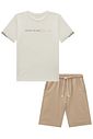Conjunto de camiseta em meia malha e bermuda em linho santorine com elastano 96400 Johnny Fox Teen Menino