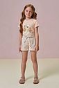 Conjunto de blusa em meia malha e shorts em moletom linho sem pelúcia 96345 Infanti Infantil Menina