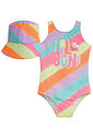 Conjunto de maiô em malha com proteção UV50+ e bucket em nylon 95295 Kukiê Infantil Menina