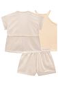 Trio de regata em cotton e kimono e shorts em tricoline listrado 98070 Kukiê Infantil Menina