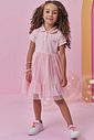 Vestido em cotton e tule com elastano 98062 Kukiê Infantil Menina