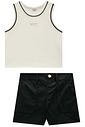 Conjunto de regata em canelado liz e shorts em alfaiataria tecno cargo 98520 Vic Teen Menina Conjunto de regata em canelado liz e shorts em alfaiataria tecno cargo 98520 Vic Teen Menina