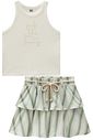 Conjunto de regata em canelado liz e saia em malha fresh com shorts embutido 96890 Vic Teen Menina