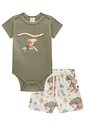 Conjunto de body em cotton com elastano e bermuda em moletom sem pelúcia 98134 LucBoo Bebê Menino