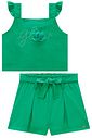 Conjunto de blusa e shorts em viscolinho sarjado 99674 Kukiê Infantil Menina