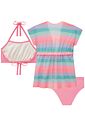 Trio de biquíni em malha UV dry com proteção UV 50+ com saída de praia em tela fashion 93177 Infanti Infantil Menina Trio de biquíni em malha UV dry com proteção UV 50+ com saída de praia em tela fashion 93177 Infanti Infantil Menina