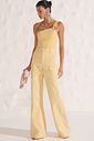 Calça wide leg cintura alta em sarja 86565 Linzzi