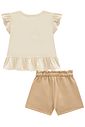 Conjunto de bata em meia malha com shorts em moletom sem pelúcia 94665 Infanti Infantil Menina Conjunto de bata em meia malha com shorts em moletom sem pelúcia 94665 Infanti Infantil Menina