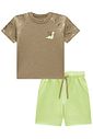 Conjunto de camiseta em meia malha flamê e bermuda em moletom sem pelúcia 99056 LucBoo Infantil Menino