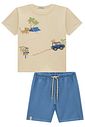 Conjunto de camiseta em meia malha e bermuda em malha alfaiataria com elastano 95052 LucBoo Infantil Menino Conjunto de camiseta em meia malha e bermuda em malha alfaiataria com elastano 95052 LucBoo Infantil Menino
