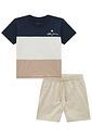 Conjunto de camiseta em meia malha e bermuda em linho santorine com elastano 99410 Johnny Fox Teen Menino Conjunto de camiseta em meia malha e bermuda em linho santorine com elastano 99410 Johnny Fox Teen Menino