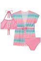 Trio de biquíni em malha UV dry com proteção UV 50+ com saída de praia em tela fashion 93177 Infanti Infantil Menina Trio de biquíni em malha UV dry com proteção UV 50+ com saída de praia em tela fashion 93177 Infanti Infantil Menina
