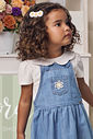 Conjunto de body em cotton com salopete em jeans 99190 Infanti Bebê Menina