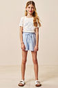 Conjunto de blusa em canelado liz e shorts em linho capri 94390 Vic Teen Menina