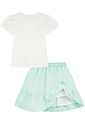 Conjunto de blusa em cotton e saia em tricoline listrado 96431 Kukiê Infantil Menina Conjunto de blusa em cotton e saia em tricoline listrado 96431 Kukiê Infantil Menina